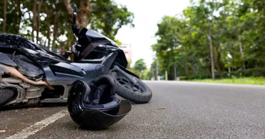 motorcycle accident on the road